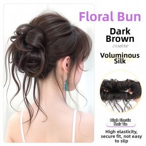 YOULE | Natural and Voluminous Synthetic Wig Flower Bun Integrated Design