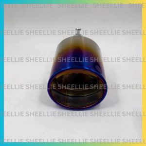 Car Muffler Tip Single Titanium Curve Universal Blue Silver Car Exhaust Muffler Tip