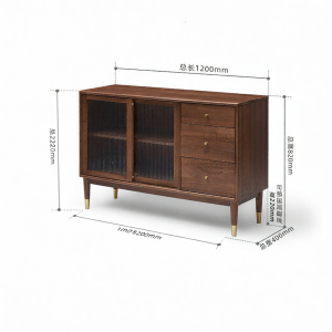 YUANSHI YUANSU | Solid North American Walnut Wood Simple Storage Sideboard