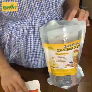 Set tự pha trà sữa trân châu kem trứng mix dừa nướng thơm ngon dễ làm Minasy