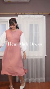 Yoenik Apparel Hein Midi Dress - Dress Vintage Korean Style - Midi Dress Kekinian - Baju Busui