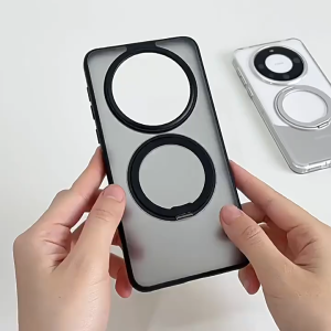 Matte Transparent Magsafe Mobile Phone Case For Huawei Mate 70Pro+ 60 Pro+ Clear Magnetic Phone Cases Cover Holder Ring Wireless Charging Shockproof Anti-fall