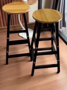 IronRoot Bar Chair With Backrest Household High Bar Stool Round Dining Chair For Room