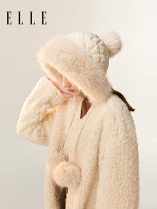 Elle Stuffed Hat Bucket Hat Womens Autumn and Winter Outdoor Big Head Circumference Fur Ball Warm Ear Protection Bucket Hat Ushanka