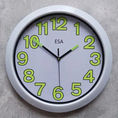 Jam Dinding Esa Glow In The dark Nyala Dalam Gelap Fosfor Minimalis Unik Ukuran 33cm