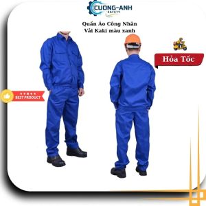 Quần áo lao động màu xanh quần áo công nhân lao động vải kaki màu xanh quần áo đồng phục lao động màu xanh quần áo lao động công trường kỹ sư công nhân màu xanh hàng chất lượng cao giá rẻ Loại 1