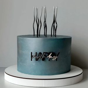 Black Gold Double Layer Acrylic Cake Topper Happy Birthday Decor for Boys Girls Adult Party Celebration Side Decoration