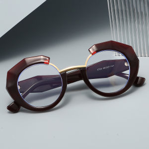 2026 New Oversized Round Blue Light Blocking Glasses for Women - Half-Round Gold Accents | Clear Lens Frames