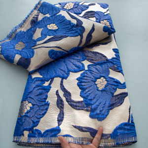 Vải Ren Gấm Jacquard Châu Phi Thêu Lưới Dùng Cho Váy Cưới Kiểu Nigeria 5 Thước 100% Polyester Thân Thiện Với Môi Trường