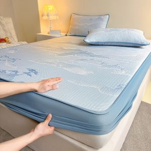 DREAM HOME | Premium Jacquard Ice Silk Cool Mat Set For Summer Washable