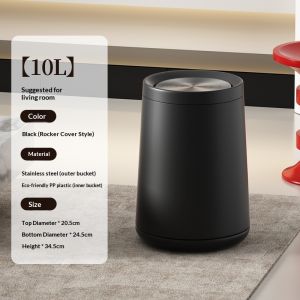 Thùng rác thép không gỉ 8L/10L thiết kế lật hai lớp thích hợp cho phòng tắm phòng khách nhà bếp học tập