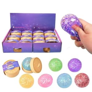 Creative Glitter Dumpling Squishy Soft TPR Stress Relief Ball Colorful Squeeze Toy Party Favor & Novelty Gift