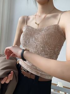 Áo 2 dây croptop chất nhung mềm mịn sẵn đệm ngực áo hai dây mặc trong vest blazer sang chảnh (có sẵn)