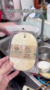 COMBO 5 MIẾNG Rửa bát Xơ Mướp Oval KB Ecolife không hóa chất tẩy trắng tạo bọt mịn rửa sạch chén bát