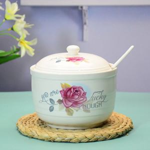 High Temperature Resistant Ceramic Seasoning Bottle with Double Ears And Hole Cover for Kitchen Use Hot Pepper Oil Jar