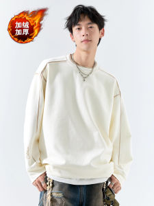 Mens round Neck Sweatshirt Spring Autumn Long Sleeve Loose Fit Comfortable Breathable Polyester Cotton Blend Casual T-Shirt