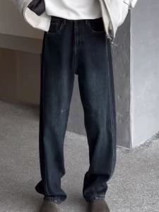 กางเกงยีนส์ทรงตรงผู้ชายฤดูหนาวใหม่ ทรงเข้ารูป กางเกงขายาวทรงตรง ทรงเข้ารูป ทรงเข้ารูป สไตล์ย้อนยุค สวมใส่สบาย