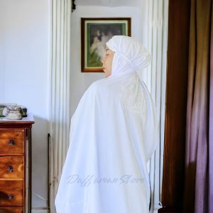 Mukena Terusan Dewasa Bordir Kain Katun Grade A Mukena Lajuran / Lajur