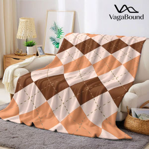 Warm Neutral Argyle Flannel Blanket Warm Soft Halloween Christmas Decorative Couch Warm Cozy All-Season Gift