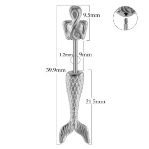1-2PCS Retro Monster Spider Stud Earring Mermaid Labret Stud Punk Rock High Quality Stainless Steel Piercing Earring Ear Jewelry