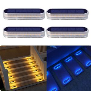 Solar Step Lights Waterproof IP68 Auto On/Off Path Lights Solar Powered Light Bar Solar LED Ground Stairs Floor Lights