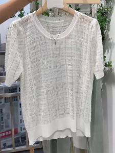 QINGNAER | Elegant and Slimming Light White Lace Hollow Knitwear Plus Size