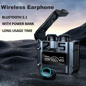 Hqai M25 TWS bluetooth không dây tai nghe trai nghe stereo nhét tai Bluetooth 5.1 điều khiển bằng cảm ứng Earbuds chống nước với Powerbank Hộp sạc cho Tất cả điện thoại thông minh