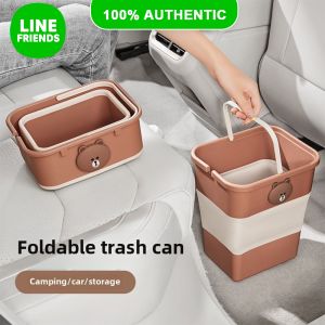 100% Authentic Line Friends Car Trash Can Foldable Storage Bin Garbage & Recycling Bins Waterproof Stain-resistant LFB222