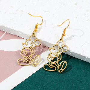 Bộ Bông Tai Mặt Dây Chuyền Chuột Mickey Rỗng Bằng Thép Không Gỉ Dành Cho Nữ Kiểu Dáng Cổ Điển Quyến Rũ Chất Lượng Cao Phụ Kiện Thời Trang.