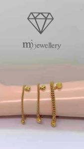 MJ Jewellery 916/22K Gold Machine Curb Chain Bracelet with Love T007