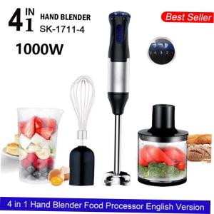 Handheld 4-in-1 Food Processor Whisk Mixer English Version Hand Blender High Speed 1000W Power Kitchen Appliance for 3-5 People