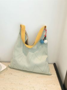 Chiang Mai Handmade Cotton Linen Triangle Bag Simple  Cute Single Shoulder Tote Bag Soft Handle Summer 2024 Online Exclusive