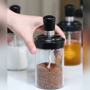 Lọ đựng gia vị thủy tinh COMBO 5 hũ Hũ đựng gia vị có thìa thông minh dung tich 250ml Tiện lợi sáng trọng nhà bếp