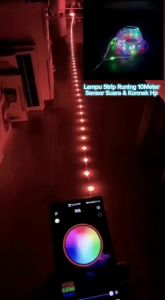 Smart LED Fairy Strip Light Running Kontrol Suara Lampu Tali 10M Sensor Music Bluetooth Remote RGB Aplikasi Kontrol Lampu Suasana Dekoratif Rumah Luar Ruangan