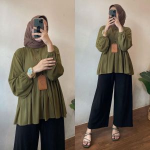 RAISHA BLOUSE CRINKLE SIZE  S-M-L-XL-XXL / ATASAN CRINKLE / ATASAN WANITA TERBARU