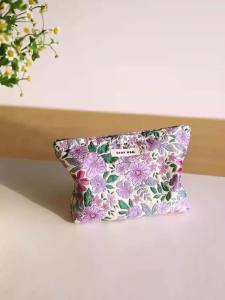 Túi Đựng Đồ Trang Điểm Cỡ Lớn Bằng Vải Jacquard Màu Tím Dành Cho Nữ Túi Đựng Mỹ Phẩm Du Lịch Di Động Túi Vệ Sinh Thời Trang Có Khóa Kéo