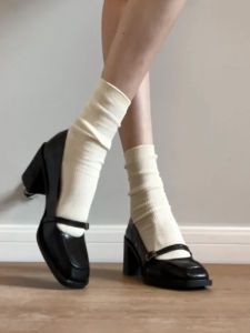 Vintage Style Leather Mary Jane Shoes Womens High Heels Buckle Strap Fashionable Personality Thin Mouth Fashionable Single Shoes