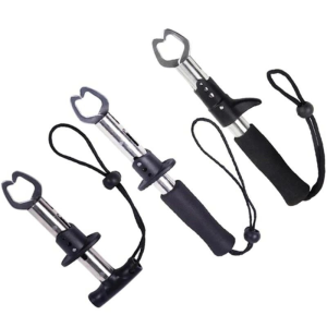 BISA COD - Portable Stainless Steel Fishing Gripper Lip Grip Alat Penjepit Bibir Mulut Ikan Tool Equipment Mengangkat Memegang Hasil Tangkapan Fish Sungai Laut Danau Tidak Licin Perlengkapan Memancing Kuat Mudah Portabel Aman - Hitam