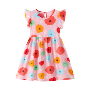 Summer Cotton Beach Dress Sleeveless Kids Flower Printed
