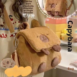 Womens Shoulder Crossbody Bag Water Vole Plush Handheld Dual Shoulder Bag Small Square Bag Doll Toy Handbag Accessories