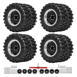 1.45 Inch Front and Rear Dual Wheel Hub Tires Set for 1/18 Axial SCX24 Bronco AX24 TRX4M FMS FCX18 FCX24 Ascent-18 RC Crawler Ca