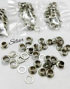 (1PKT/24SET)5mm / tebuk Lubang kasut 5mm Brass Material Silver Color Grommet Eyelet with Washer fit Leather Craft