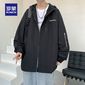ROMON | Loose Mens Casual Windproof Workwear Jacket Fake Two-Piece Spring Autumn New Style Fashionable Outdoor Coat Long Sleeve