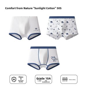 Miiow | Antibacterial Pure Cotton Childrens Underwear Boys Developing Stage Four-Corner Shorts Comfortable Non-Jamming PP Underpants