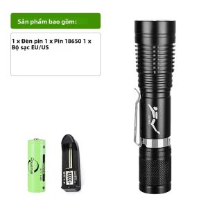 Đèn Pin Lặn LED Chống Nước IPX8 200 Mét XHP50 Đèn Pin Lặn Mạnh Mẽ Đèn Săn Bắn Dưới Nước Đèn Hợp Kim Nhôm Màu Đen