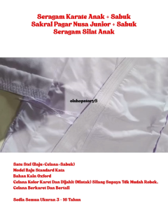 Seragam Karate Anak + Sabuk / Sakral Pagar Nusa Junior + Sabuk / Seragam Silat Anak