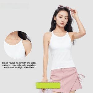 HUACHENGSHI | Bralette Neck Hanging Womens Strap Vest With Chest Pad No Wear Integrated Anti-Light Side Breast Conceal Backless Slimming