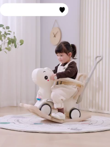 3in1 Rocking Horse for Kids Anti-tip Horse Toy Ride with Fence Balance Bike Multifunctional Toy