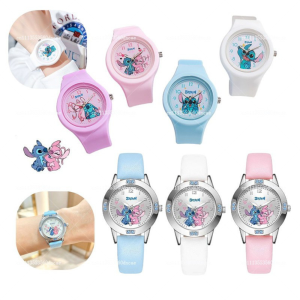 Disney | 2026 Hot Stitch Children Watches for Girls Silicone Strap Round Quartz Kids Watch Boys Student Clock Gift Toys Para Ninos*-*