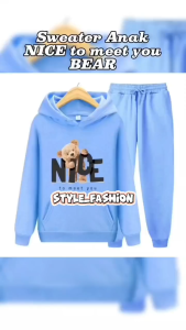 NICE BEAR SWEATER HOODIE SETELAN ANAK LAKI DAN PEREMPUAN USIA 4-13 TAHUN